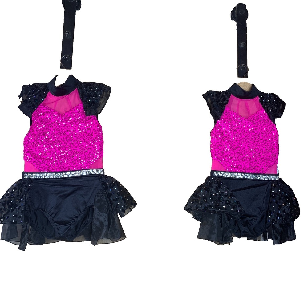 WEISSMAN Dance Costume Girls MC 14703 Pink Jazz Sequin Skirt Musical Set‎ of 2